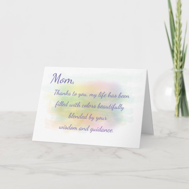 Tarjeta Día de la Madre Acuarela Gracias por tu Sabiduría (Anverso)