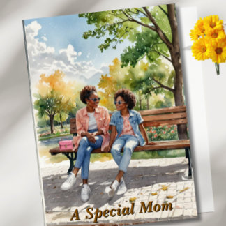 Tarjeta Día de la Madre Afroamericano Acuarela