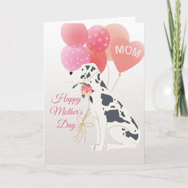 Tarjeta Día de la Madre Amor de Perro Gran Danés Manchado (Anverso)