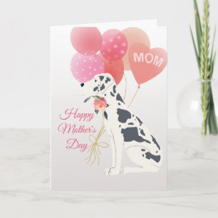 Tarjeta Día de la Madre Amor de Perro Gran Danés Manchado