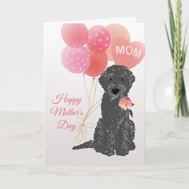 Tarjeta Día de la Madre Amor de Perro Labradoodle (Anverso)