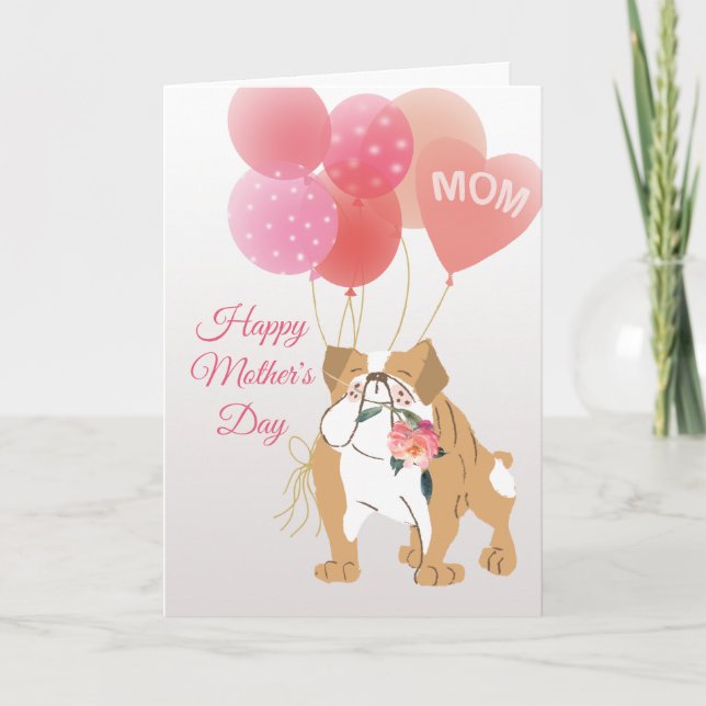 Tarjeta Día de la Madre Amor de Tu Dulce Perro Bulldog (Anverso)