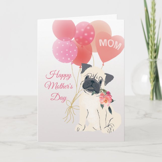 Tarjeta Día de la Madre Amor de tu dulce perro pug (Anverso)