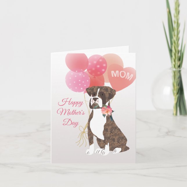 Tarjeta Día de la Madre Amor de tu Perro Boxer Atigrado (Anverso)