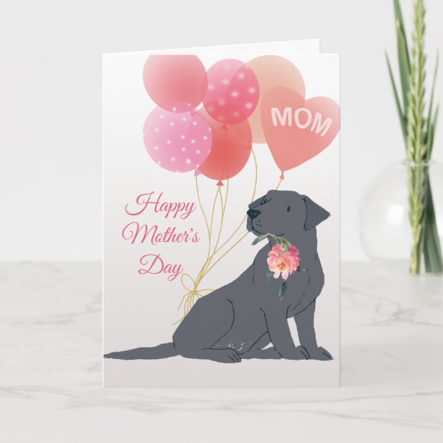 Tarjeta Día de la Madre Amor Labrador Negro perro recupera (Anverso)