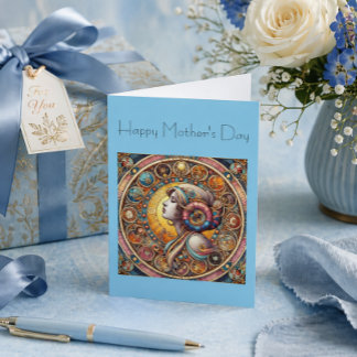 Tarjeta Día de la Madre Art Nouveau Retrato de Mujer Celes