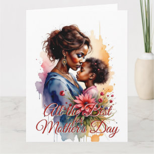 Tarjeta Día de la Madre Arte de Amor Acuarela Africana