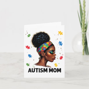 Tarjeta Día de la Madre Autismo Negro Africano Mamá Afro A