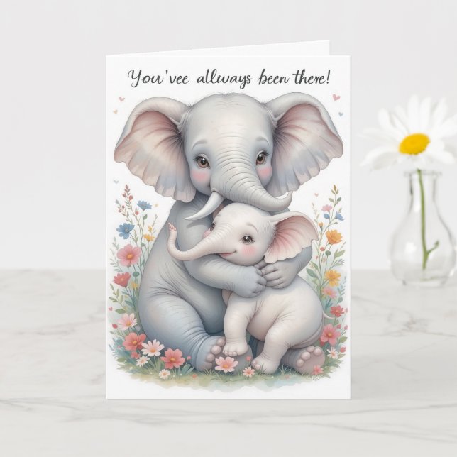 Tarjeta Día de la Madre Baby Elephant Hug (Planta pequeña)