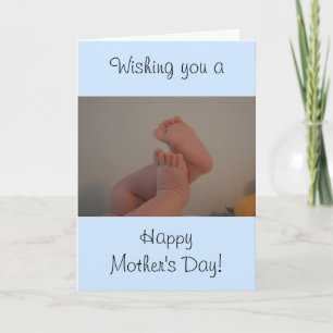 Tarjeta Día de la Madre Bebé Pies Azules Sonajero FOTO