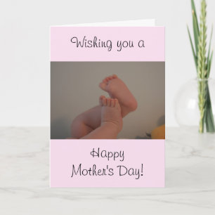 Tarjeta Día de la Madre Bebé Pies Rosa Bebé Niña