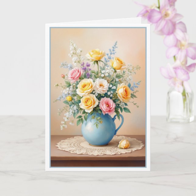 Tarjeta Día de la Madre Bouquet de Rosas y flores silvestr (Orquídea)