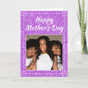 Tarjeta Día de la Madre Brillante Personalizado Foto de Fa