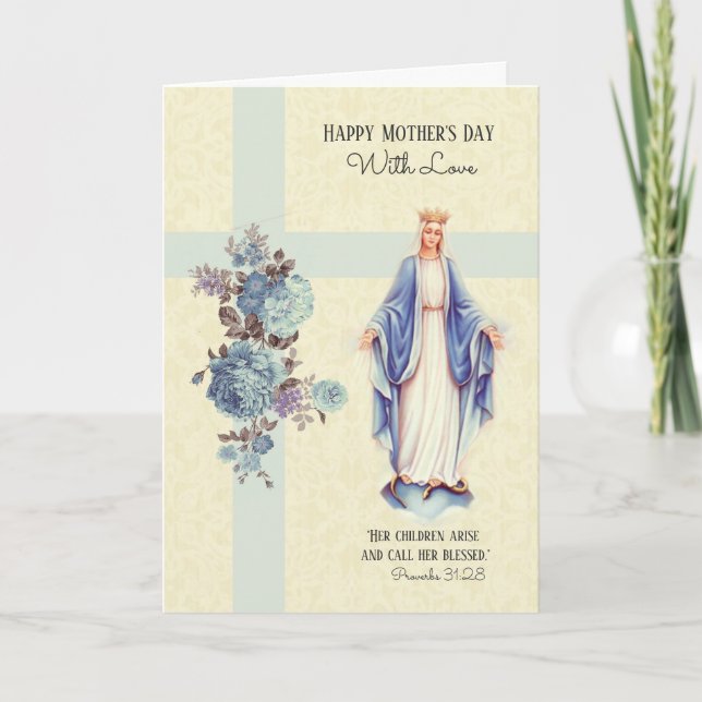 Tarjeta Día de la Madre Católica Virgen Religiosa María (Anverso)