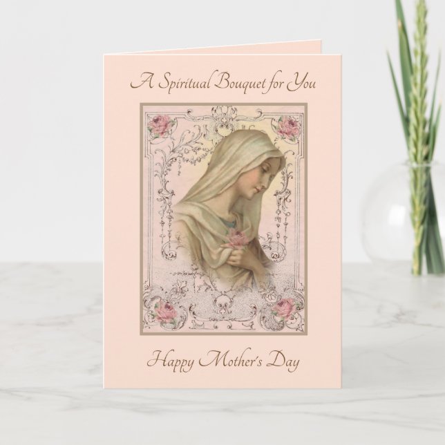 Tarjeta Día de la Madre Católico Oraciones Espirituales de (Anverso)
