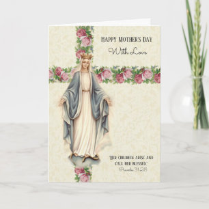 Tarjeta Día de la Madre Católico Religioso Virgen María