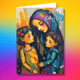 Tarjeta Día de la madre colorida y bonito