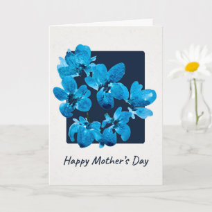 Tarjeta Día de la Madre con Acuarela Floral Azul