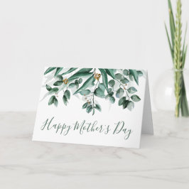 Tarjeta Día de la Madre con hojas de eucalipto modernas