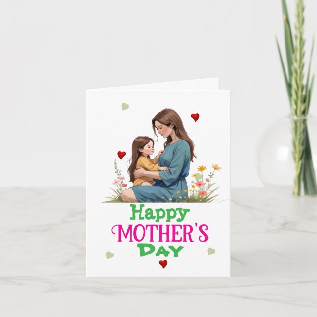Tarjeta Día de la Madre con mamá soltera  (Anverso)