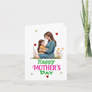 Tarjeta Día de la Madre con mamá soltera 