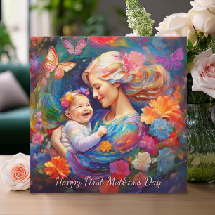 Tarjeta Día de la Madre con Niña Nacida