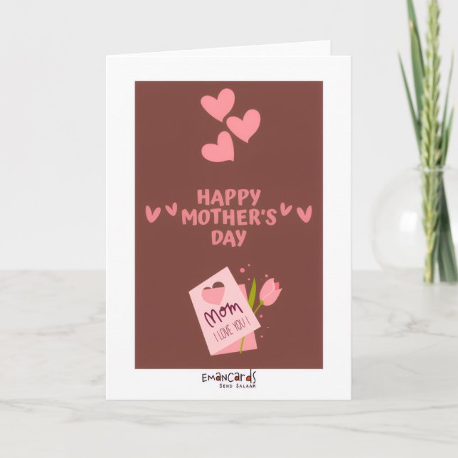 Tarjeta Día de la Madre - Corazones Rosados (Anverso)