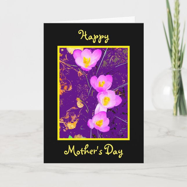 Tarjeta Día de la Madre Crocus Púrpura (Anverso)