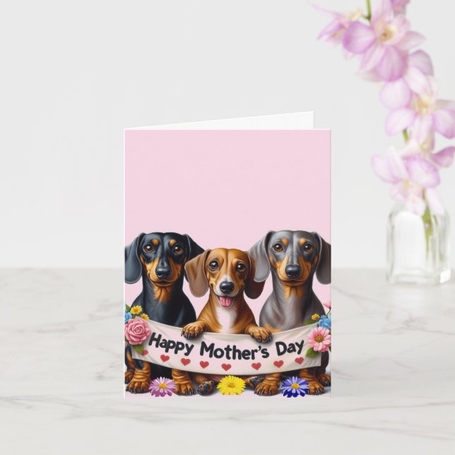 Tarjeta Día de la Madre Dachshund De Nuestra Parte  (Orquídea)