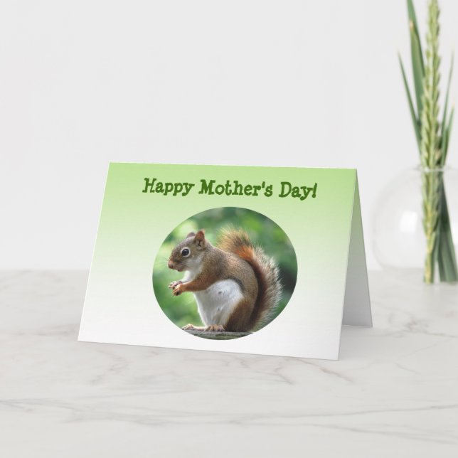 Tarjeta Día de la Madre de ardilla roja (Anverso)