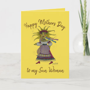 Tarjeta Día de la Madre de arte popular ucraniano de Sun W