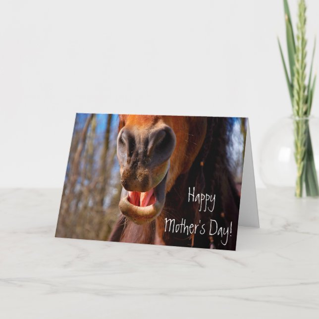 Tarjeta Día de la Madre de Caballo Sonriente Personalizada (Anverso)
