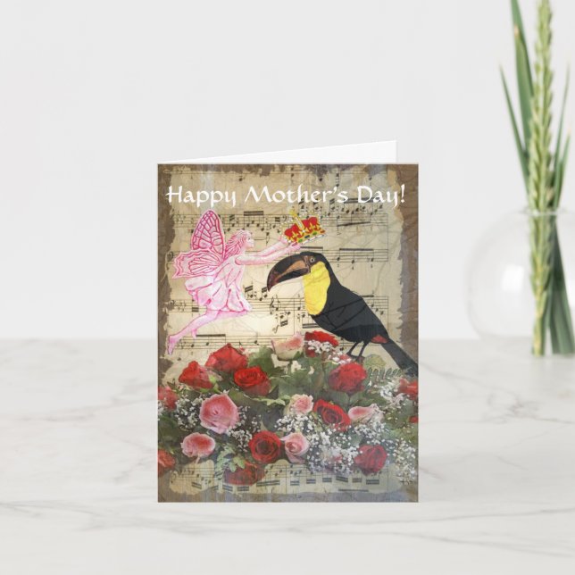 Tarjeta Día de la Madre de collage romántico (Anverso)
