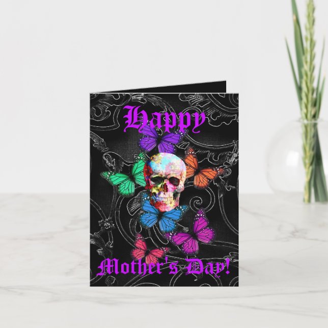 Tarjeta Día de la Madre de cráneo gótico bonito (Anverso)