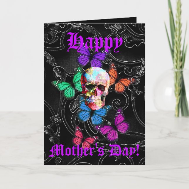 Tarjeta Día de la Madre de cráneo gótico bonito (Anverso)