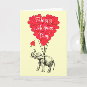 Tarjeta Día de la Madre de elefantes románticos