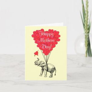 Tarjeta Día de la Madre de elefantes románticos