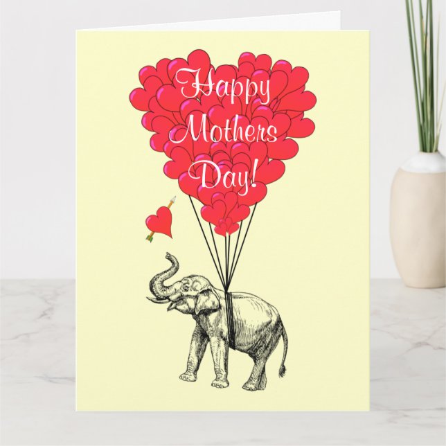 Tarjeta Día de la Madre de elefantes románticos (Anverso)