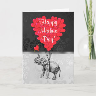 Tarjeta Día de la Madre de elefantes románticos