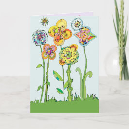 Tarjeta Día de la Madre de flores caprichosas