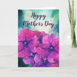Tarjeta Día de la Madre de Flores Púrpura Brillantes