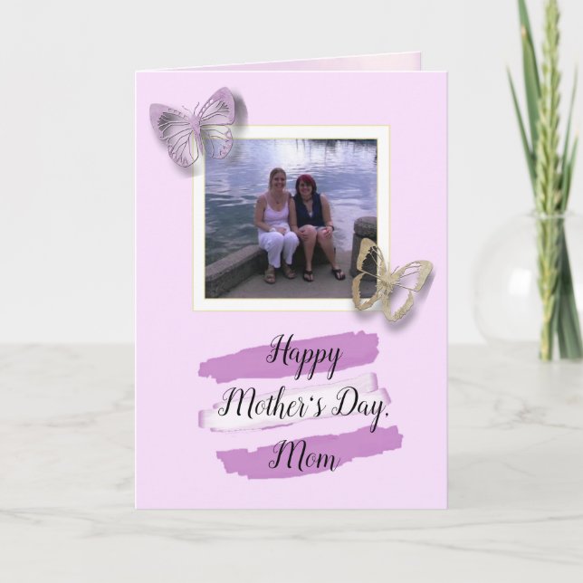 Tarjeta Día de la Madre de foto de madre hija morada marip (Anverso)