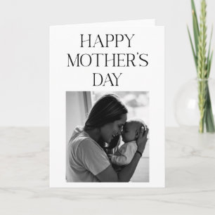 Tarjeta Día de la madre de foto minimalista en blanco y ne