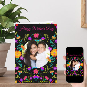 Tarjeta Día de la Madre de fotos de la colorida Fiesta Mex