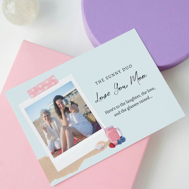 Tarjeta Día de la Madre de fotos de la hija azul rosa del  (Subido por el creador)