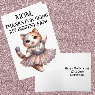 Tarjeta Día de la Madre de gato de bailarina de humor dive