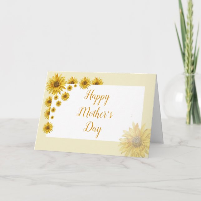 Tarjeta Día de la Madre de girasoles amarillos rusos (Anverso)