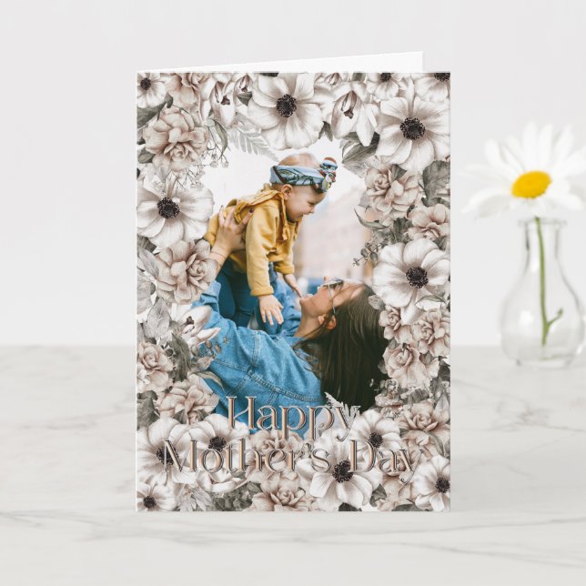 Tarjeta Día de la madre de la foto de Floral blanca (Planta pequeña)