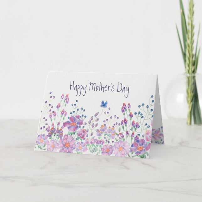 Tarjeta Día de la madre de la frontera floral (Anverso)