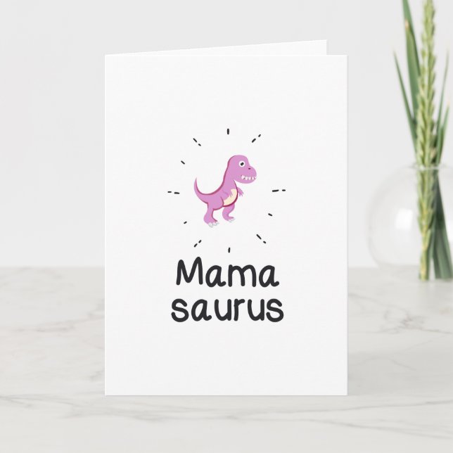 Tarjeta Día de la madre de la mamá del dinosaurio de (Anverso)